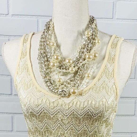 T&J Designs SILVER Pearls & Chains Necklace - Picture 6 of 10